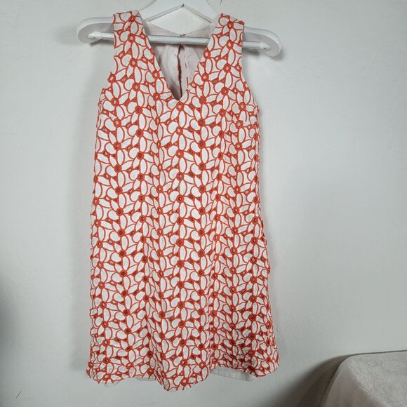 Ann Mashburn Women Sleeveless Floral Embroidered Mini Dress Medium Orange Cotton - Picture 1 of 11